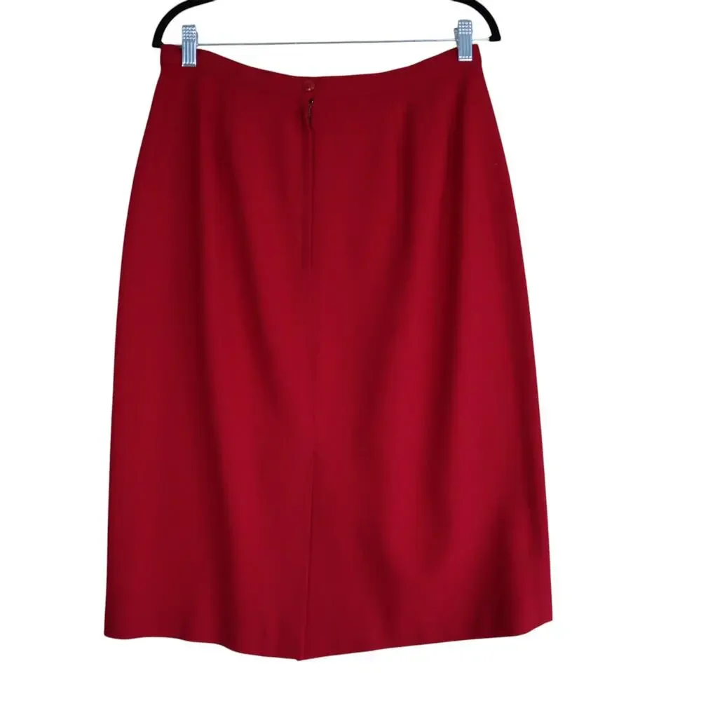Sasson Womens Vintage Wool Midi A Line Skirt Size 14‎ True Red Holiday Festive
